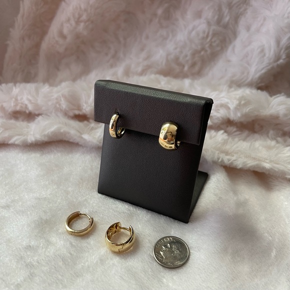 MIA FIORE Made In Italy 14kt Gold Polished Thick Chunky Huggie Earrings - Picture 9 of 13